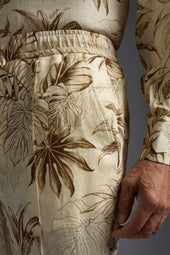 Vegetation Printed Linen Drawstring Pants