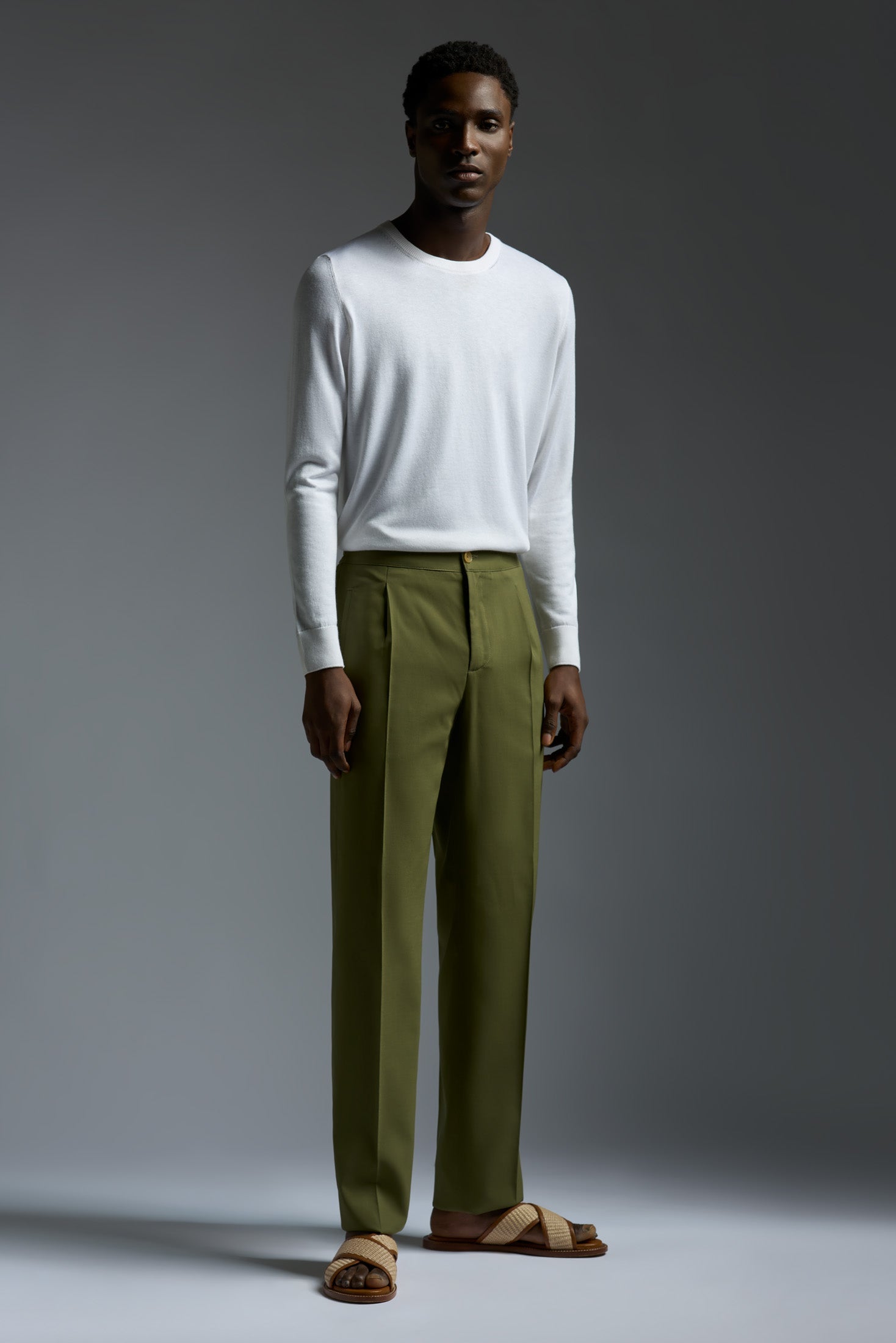 Cotton Silk Single Pleated Comfort Pants