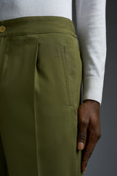 Cotton Silk Single Pleated Comfort Pants