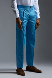 Cotton Gabardine Single Pleated Comfort Pants