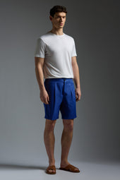 Cotton Gabardine Single Pleated Comfort Short Pants