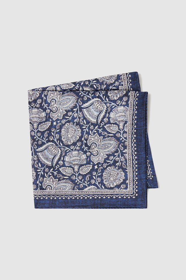 Eden clutch in navy blue silk