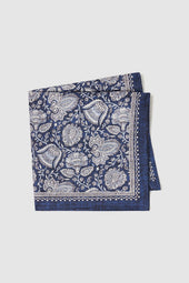 Pochette Eden en soie bleu marine