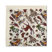 Pochette Beige Et Bordeaux Motif Animaux Laine Soie