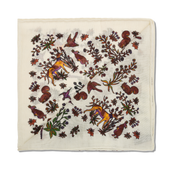 Pochette Beige Et Bordeaux Motif Animaux Laine Soie