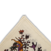 Pochette Beige Et Bordeaux Motif Animaux Laine Soie