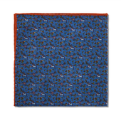 Pochette Bleu Ciel Orange Motif Oiseaux Laine Soie