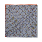 Pochette Bleu Ciel Orange Motif Oiseaux Laine Soie