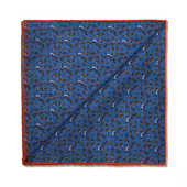 Pochette Bleu Ciel Orange Motif Oiseaux Laine Soie
