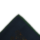 Pochette Marine Vert Motif Animaux Laine Soie