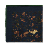 Pochette Marine Vert Motif Animaux Laine Soie