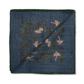 Pochette Marine Vert Motif Animaux Laine Soie