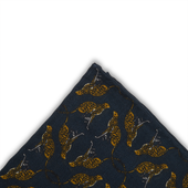 Pochette Bleu Nuit Jaune Motif Animaux Laine Soie