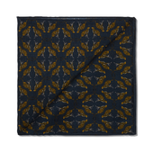 Pochette Bleu Nuit Jaune Motif Animaux Laine Soie