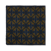 Pochette Bleu Nuit Jaune Motif Animaux Laine Soie