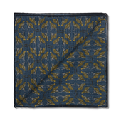 Pochette Bleu Nuit Jaune Motif Animaux Laine Soie