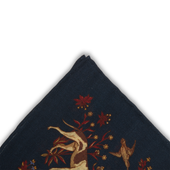 Pochette Bleu Nuit Marron Motif Animaux Laine Soie