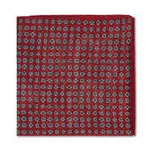 Pochette Rouge framboise, bleu ciel et blanc - Motif Floral - Laine & Soie