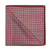 Pochette Rouge framboise, bleu ciel et blanc - Motif Floral - Laine & Soie
