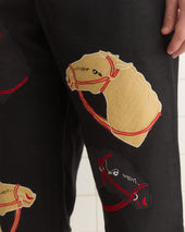 Pony Appliqué Trousers - Black