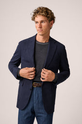 Apollo Blazer - Wool and Silk - Navy and Black Houndstooth
