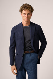 Apollo Blazer - Wool and Silk - Navy and Black Houndstooth