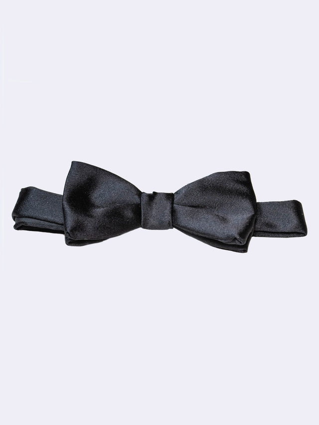 Black Satin Silk Pre-Tied Bow Tie