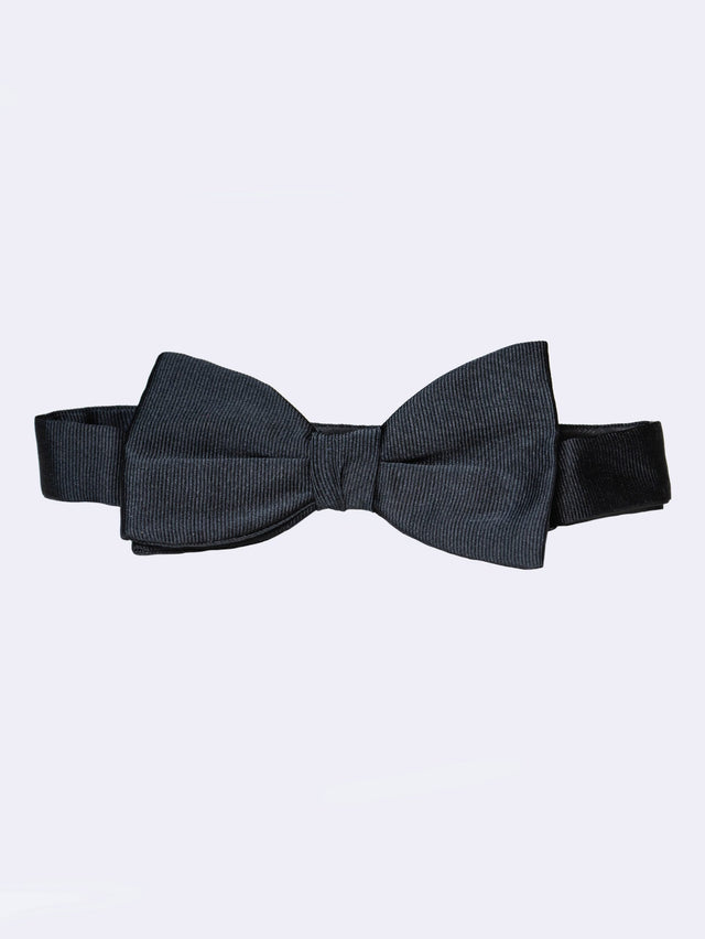 Black Corded Silk Pre-Tied Bow Tie