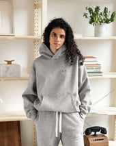Flag Fleece Hoodie Heather Grey Unisex