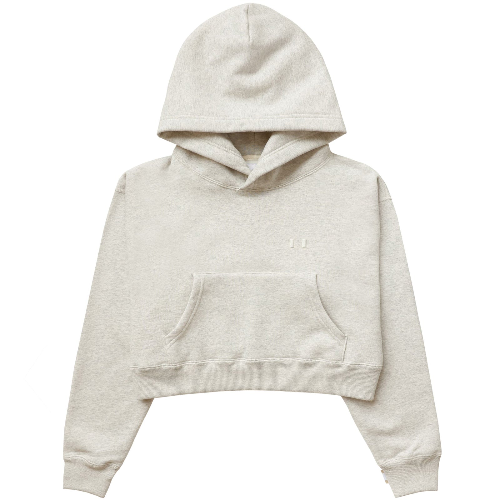 Flag Fleece Crop Hoodie Eggshell