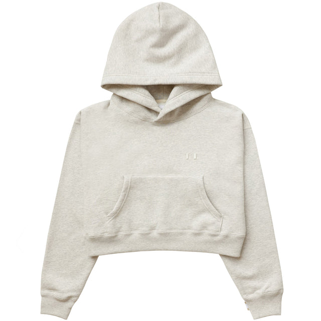 Flag Fleece Crop Hoodie Eggshell