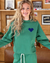 Heart Sweatshirt Green Unisex