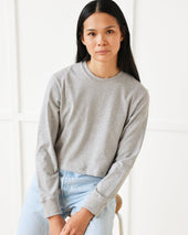 Monday Long Sleeve Crop Top Heather Grey