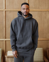 Flag Fleece Hoodie Coal Unisex