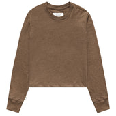 Monday Long Sleeve Crop Top Heather Brown