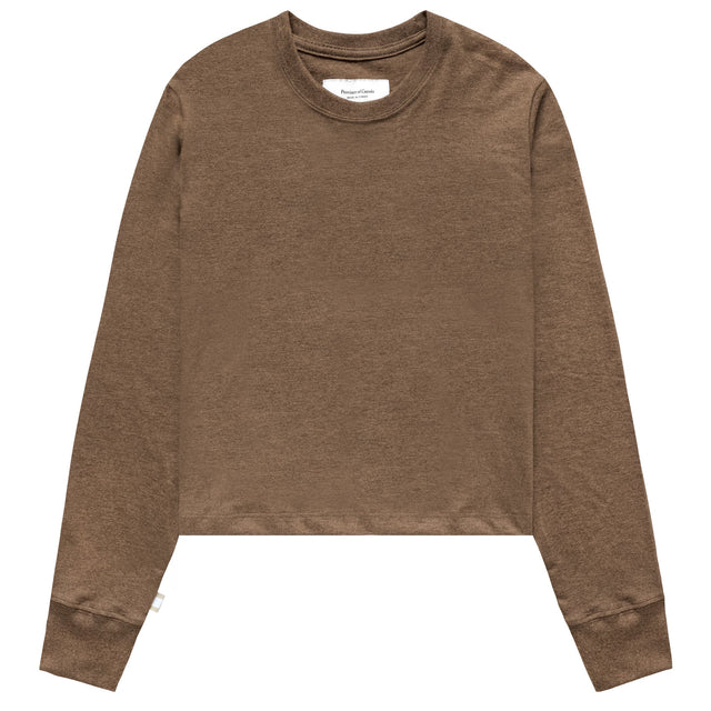 Monday Long Sleeve Crop Top Heather Brown