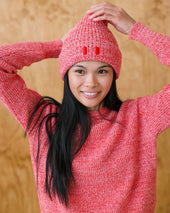 Cotton Knit Sweater Heather Red Unisex