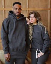 Flag Fleece Hoodie Coal Unisex