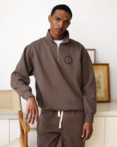 Half Zip Fleece Sweatshirt Chestnut Unisex