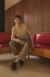Men's Qtr Zip Cashmere Classic Jumper In Oatmeal