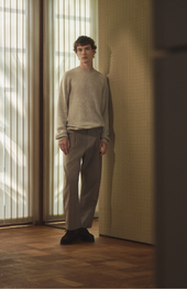 Men's Round Neck Cashmere Jumper In Oatmeal