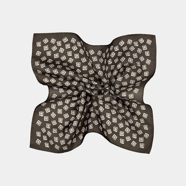 Dark Brown Graphic Pocket Square
