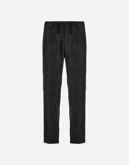 Trousers In Herringbone Wool Flannel