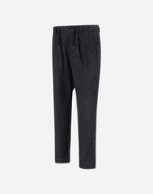 Trousers In Herringbone Wool Flannel