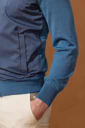 Pull Zip En Laine Bleu Indigo