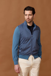 Pull Zip En Laine Bleu Indigo