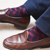 Marine Rouge Chevrons Xxl Laine