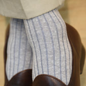 Beige Bleu Lin Coton