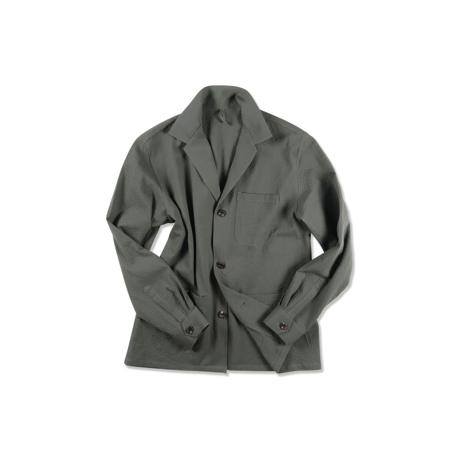 Painters Jacket In Green Seersucker