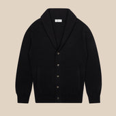 Cashmere painter's shawl collar cardigan in black